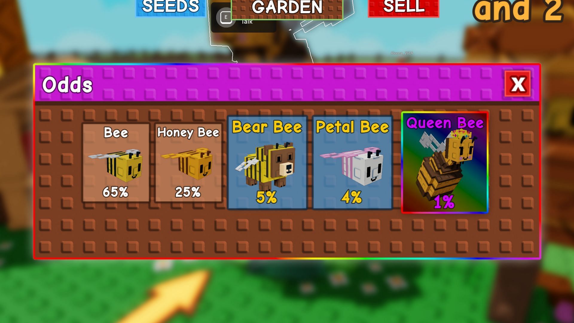 The Queen Bee has a very low drop rate (Image via Roblox)